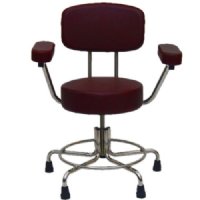 Non-Magnetic MRI Adjustable Stool, 21" to 27" with Rubber Tips, Back and Arms