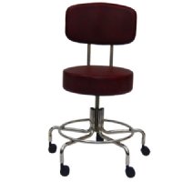 Non-Magnetic MRI Adjustable Stool, 16" to 22" with 2" Dual Wheel Casters and Back