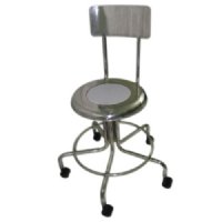 MRI Non-Magnetic Adjustable Height Doctor Stool, 21" to 27" with 2" Casters and Back