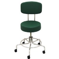 Non-Magnetic MRI Adjustable Stool, 16" to 22" with 2" Dual Wheel Casters and Back