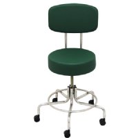 Non-Magnetic MRI Adjustable Stool, 22" to 28" with 2" Dual Wheel Casters and Back