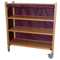 MRI Non-Magnetic Oak Coil Cart, 2' x 6' x 2', 4 Shelves