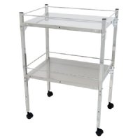 MRI Non-Magnetic Utility Table with Two Shelves and Rails, 18" x 24"