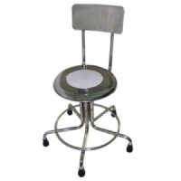 MRI Non-Magnetic Adjustable Height Doctor Stool, 15" to 21", with Rubber Tips and Back