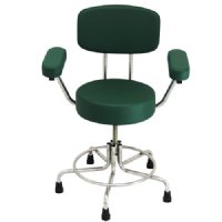 Non-Magnetic MRI Adjustable Stool, 21" to 27" with Rubber Tips, Back and Arms